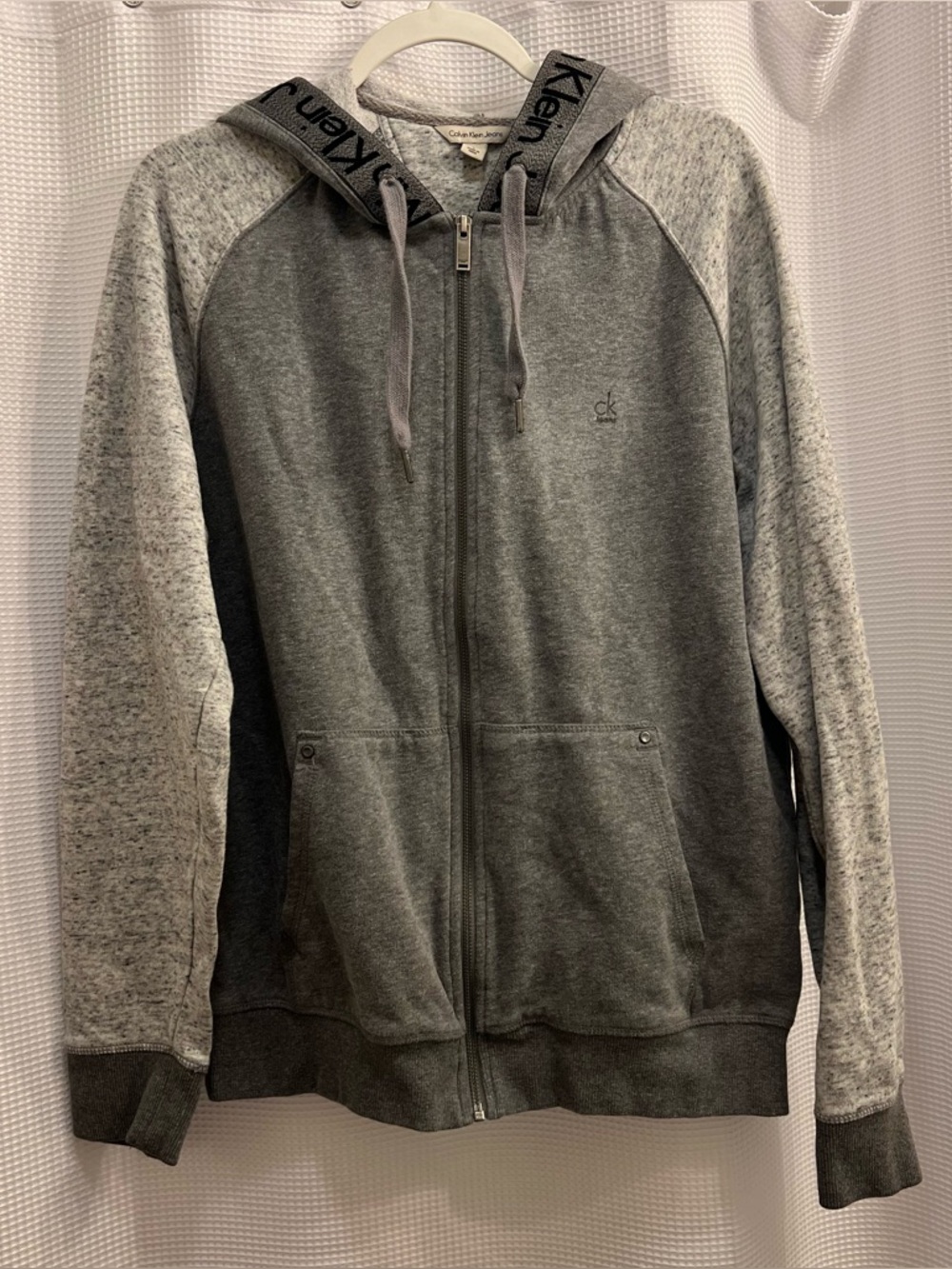 Calvin Klein Men’s Two-Tone Gray Full-Zip Hoodie